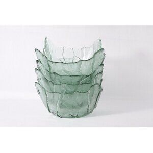 Sea green glass dessert bowls set of 4, mcm colourful home decor glassware